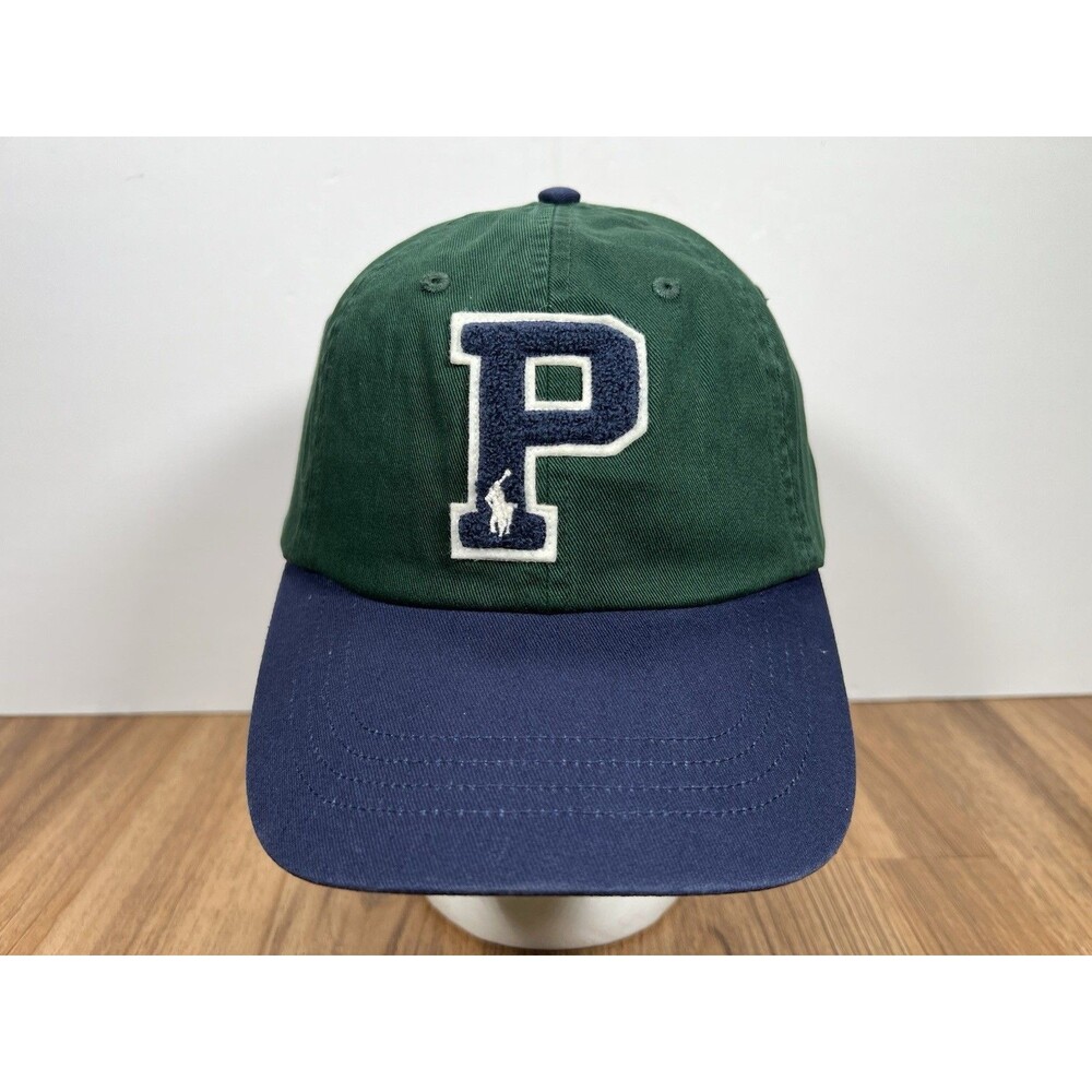 Polo Ralph Lauren Hat Cap Mens Green Navy Chenille P Logo Patch Embroidered